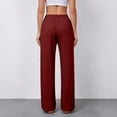 thumbnail image 5 of Womens Palazzo Pants Casual Drawstring Flowy Pants Wide Leg Summer Beach Linen Trousers with Pockets Wine S, 5 of 5
