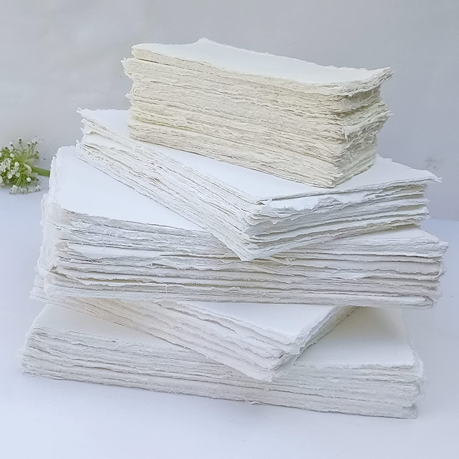 Deckle Papers® Handmade Deckle Edged Cotton Paper Sheets For Card Stock,  Gift Tags, Scrapbooking, Mixed Media, Origami, Thank You Notes, School  Project DIY Size-2x3 Pack of-50 Ivory White 