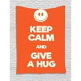 thumbnail image 1 of Hug Tapestry, Keep Calm and Give a Hug Typography with a Smile Emoji Simplistic Print, Wall Hanging for Bedroom Living Room Dorm Decor, 40W X 60L Inches, Burnt Orange and Ivory, by Ambesonne, 1 of 2