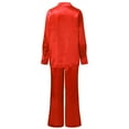 thumbnail image 4 of Silk Pjs Set for Women 2 Pieces Valentines Pajamas Long Sleeve Button Down Sleep Sets Red Pajama Sets for Women, 4 of 4
