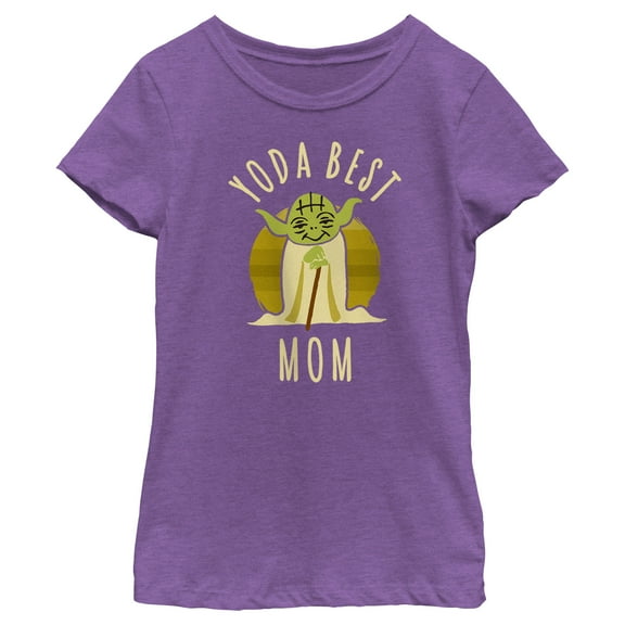 Girl's Star Wars Yoda Best Mom Cartoon Graphic Tee Purple Berry X Small