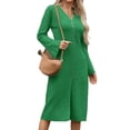 thumbnail image 2 of Bell Sleeve Women Solid V Neck Casual Long Button Down Knit Cardigan, 2 of 8