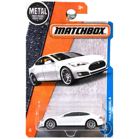 2017 MBX Adventure City Tesla Model S 26/125, White, 1:64 scaled die-cast car. By