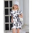 thumbnail image 3 of Arshiner Girls 2 Piece Outfit Summer Short Sleeve Loose Fit T-Shirt and Shorts Set Casual Activewear High-Low Hem Sweatshirt, 3 of 6