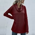 thumbnail image 5 of IROINNID Reduced Womens Sweater Cowl Neck Pullover Sweater Solid Color Comfy Mid-Length Long Sleeve Split Knit Sweater, 5 of 8