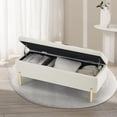 thumbnail image 3 of Velvet Storage Bench Ottoman,Versatile Seating with Hidden Storage,End of Bed Bench,Tufted Bench for Bedroom,Living Room,Entryway,Ivory, 3 of 6