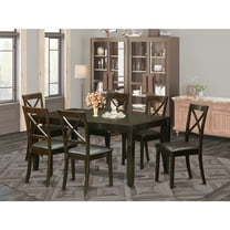 Rectangular Dining Set with Faux Leather Chairs - 6 Chairs & Bench - 54/66" Table - Cappuccino Finish