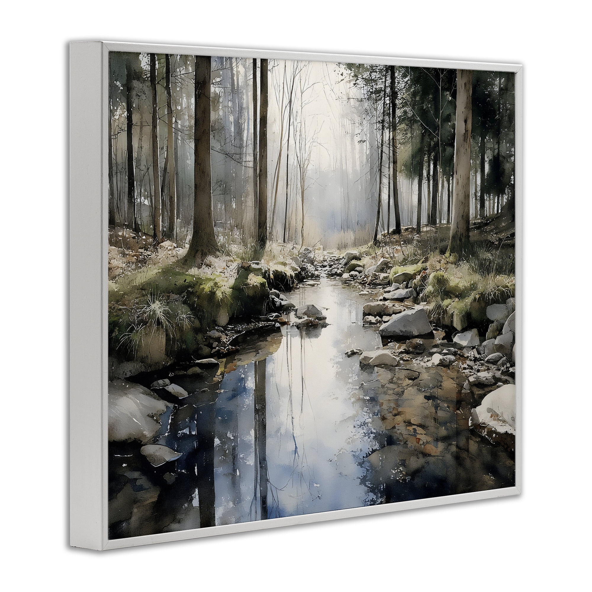 Stupell Industries Rock Creek in Morning Mist White Framed Giclee Art, design by Franklyn Gregory