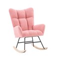 thumbnail image 2 of Ouyessir Nursery Rocking Chair Teddy Fabric Upholstered Glider Rocker Comfy Accent Chair with High Backrest for Living Room Bedroom Office(Pink), 2 of 7
