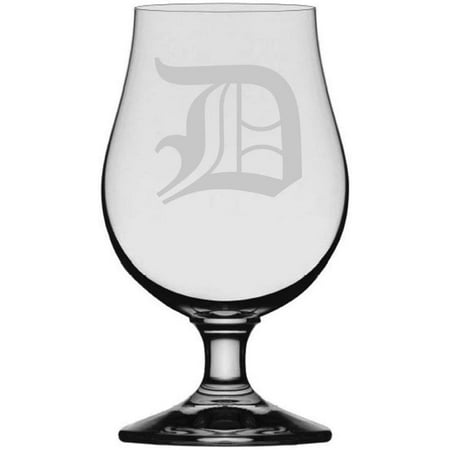 

Old English Etched Monogram Glencairn Crystal Iona Beer Glass Letter D