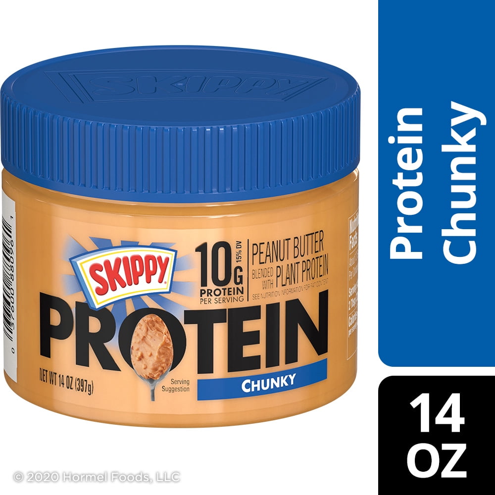 SKIPPY Peanut Butter Blended with Plant Protein, Chunky, 14 Oz