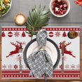 thumbnail image 3 of Christmas Place Mats Set of 6 Merry Christmas and Happy New Year Reindeer Snowflake Symmetrical Stripe Decoration Table Mat Holiday Home Kitchen Table Mat Decoration 12x18 Inch, 3 of 6