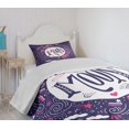 thumbnail image 4 of Ambesonne I Love You Quilted Bedspread Set 2 Pcs, Harvest Sky Clouds, Twin Size, Purple White Pink, 4 of 6