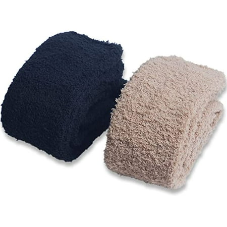 

CutiePlusU Womens Thigh High Fuzzy Socks over the knee Stockings Warm Stripe Leg Warmers- Black Khaki