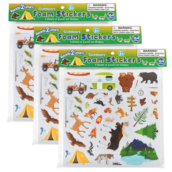 READY 2 LEARN Foam Stickers - Outdoors - 164 Per Pack - 3 Packs