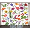 Flower Curtains 2 Panels Set, Types of Flowers Vivid Colored Roses Tulips Daisies Hydrangeas Lilacs Artwork Print, Window Drapes for Living Room Bedroom, 108W X 108L Inches, Multicolor, by Ambesonne