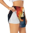 thumbnail image 3 of Lsque Sunset Surfing Silhouette Printed Women's Running Shorts with Liner Pockets,Elastic Quick Dry Workout Athletic Gym Yoga Shorts,Womens High Waist Shorts-Small, 3 of 9