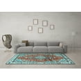 thumbnail image 3 of Ahgly Company Indoor Round Medallion Light Blue Traditional Area Rugs, 5' Round, 3 of 4