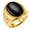 Black, variant on Men’s Stainless Steel Adjustable Ring with Oval Stone Look Face, Bold Gold Tone Statement Ring for Men, Everyday Wear, Party Style and Gift for Him