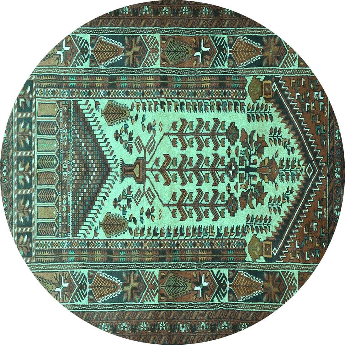 Ahgly Company Indoor Round Persian Turquoise Blue Traditional Area Rugs ...