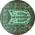 thumbnail image 1 of Ahgly Company Indoor Round Persian Turquoise Blue Traditional Area Rugs, 4' Round, 1 of 4