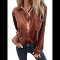thumbnail image 2 of Camisetas Casuales de Larga con Botones de Terciopelo de Invierno para Mujer Color Café XXL, 2 of 8