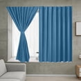 thumbnail image 2 of Ouuluon Blackout Curtains Thermal Insulated Room Darkening No-Drill Window Drape, Blue Rental Friendly Covering for Bay Window Bedroom Living Room, 2 of 9