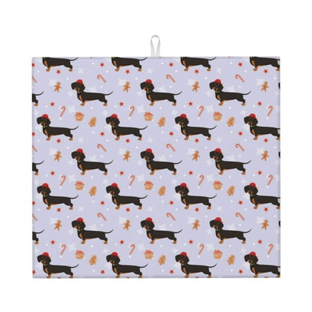 

Dish Drying Mats for Kitchen Counter Dachshund Dog Puppy Candy 16x18in Dish Drying Pad Coffee Mat with Hanging Loop Super absorbent Kitchen Counter Mat Coffee Bar Accessories