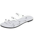 thumbnail image 1 of VerPetridure White Sandals Women Women's Fashion Metallic Decorated Candy Color Slippers With Flat Heels, 1 of 9
