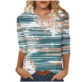 thumbnail image 1 of Staron Hauts Décontractés pour Femmes en Liquidation à Moins de 5 $ Chandails Fluides à Col Rond T-Shirts Basiques Blouses Manches 3/4 T-Shirt à Imprimé Floral, 1 of 5
