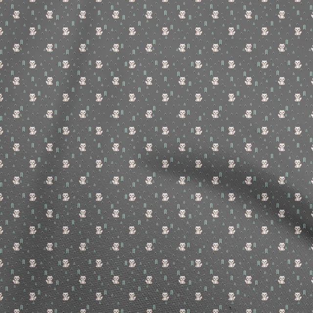 oneOone Polyester Spandex Gray Fabric Fox Sewing Material Print Fabric By The Yard 56 Inch Wide
