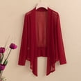 thumbnail image 4 of Mdesiwst Women Coat Solid Color Cardigan Blouse Casual Loose Quick Dry Long Sleeve Quick Dry Thin See-through Open Stitch Sunscreen AC Warm Jacket, 4 of 7