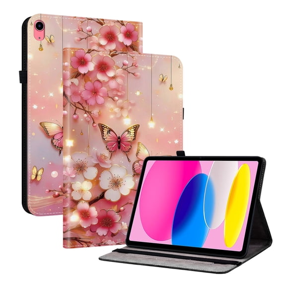 ELEHOLD Case For Samsung Galaxy Tab S11 2025 11-inch, Stylish Pattern Shockproof PU Leather Kickstand Magnetic Slim Shockproof Case With Card Slots,Pink