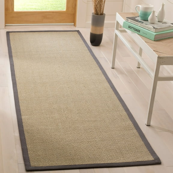 SAFAVIEH Natural Fiber Cantor Solid Sisal Runner Rug, Natural/Grey, 2'6" x 8'