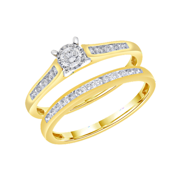 Brilliance Fine Jewelry Round 1/2 Carat Lab Grown Diamond Bridal Ring Set in 10KT Yellow Gold
