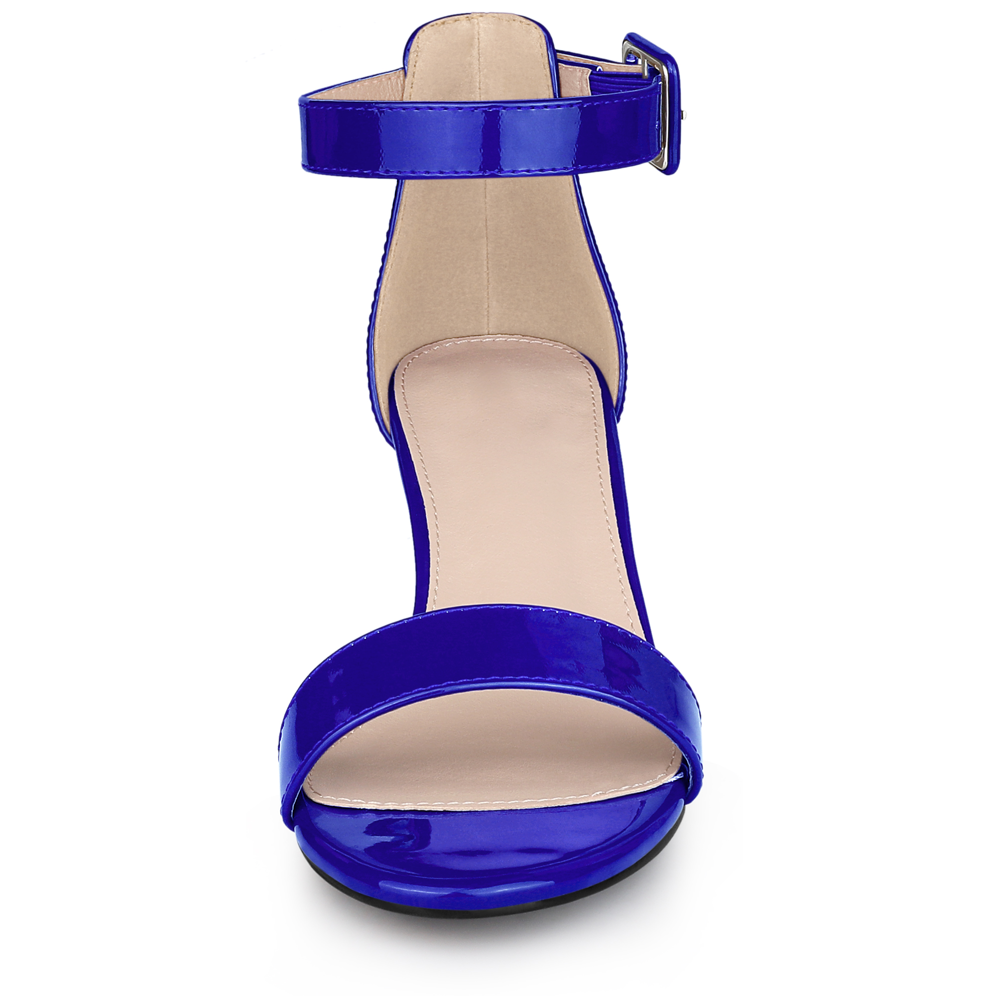 DARING DIVA Women's Ankle Strap Low Block Heel Sandals 7.5 Royal Blue