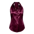 thumbnail image 5 of Mifsaly Silk Tank Tops for Women Elegant Sleeveless Button Down Shirts Soft Comfortable Business Casual Office Work Top Purple,L, 5 of 6
