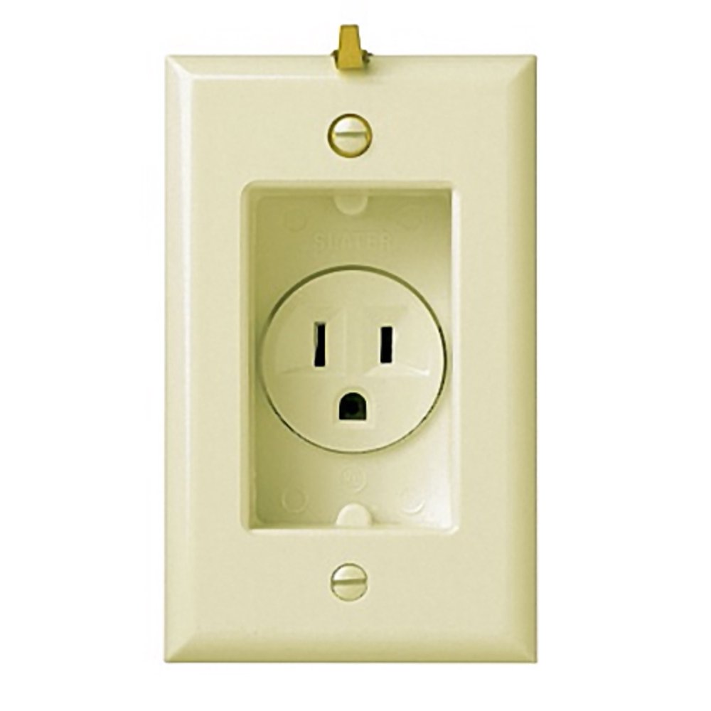 P&S S3713I Ivory Clock Hanger Receptacle Recessed with Smooth Wallplate