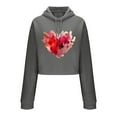 thumbnail image 3 of Mifsaly Women Valentines Day Crop Sweatshirt Drawstring Long Sleeve Heart Print Hoodie Girlfriend Gifts Hooded Cropped Tops Casual Loose Blouse Ladies Spring Fall Loungewear XL, 3 of 6