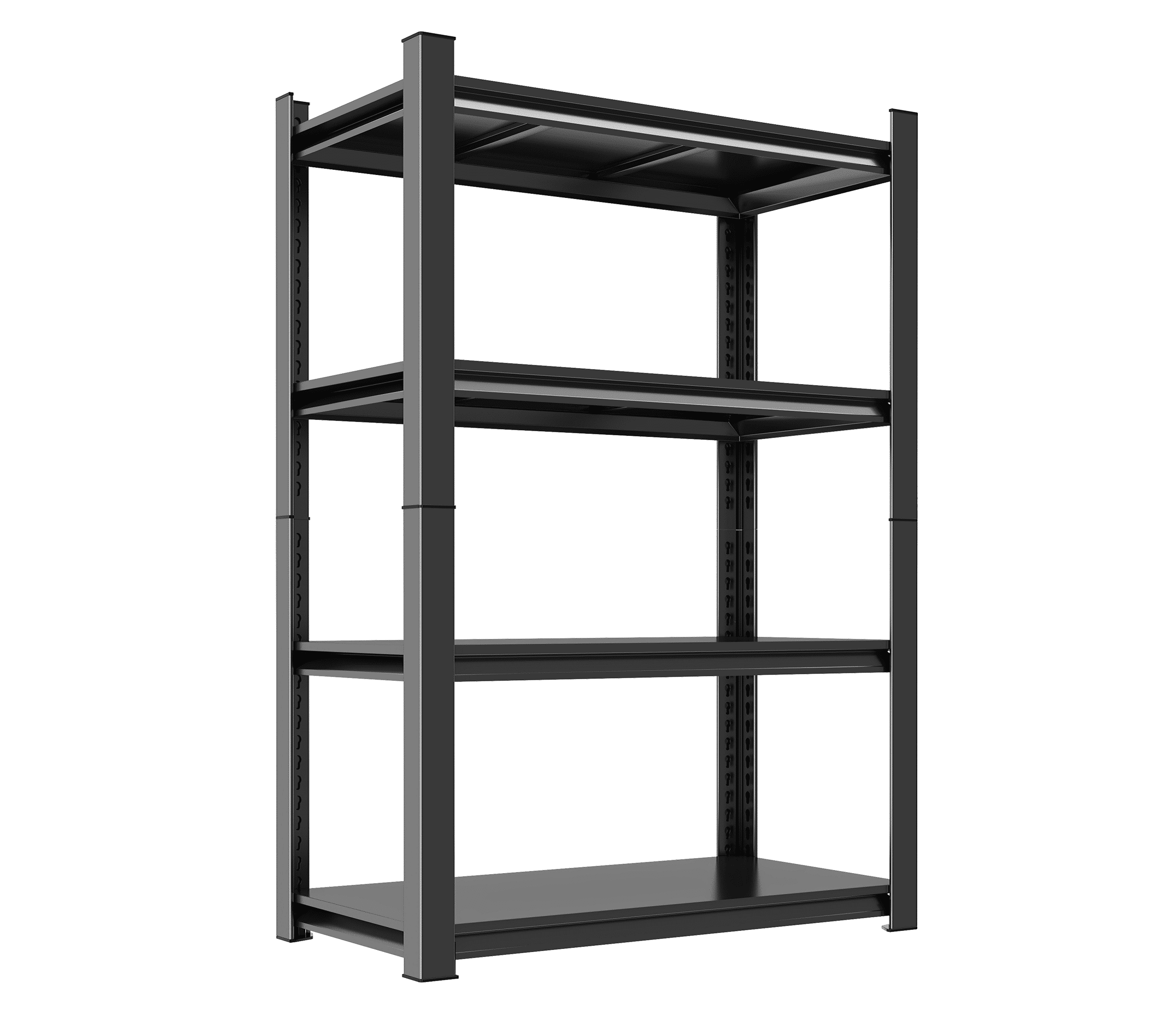 63" Tall Metal Storage Shelf, 1200 LBS Weight Capacity, 4-Tier Adjustable Height Storage Rack, Black