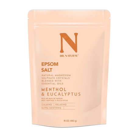 Dr. Natural Epsom Salt, Bath Salt, Bath Soak, Menthol and Eucalyptus, 15 oz