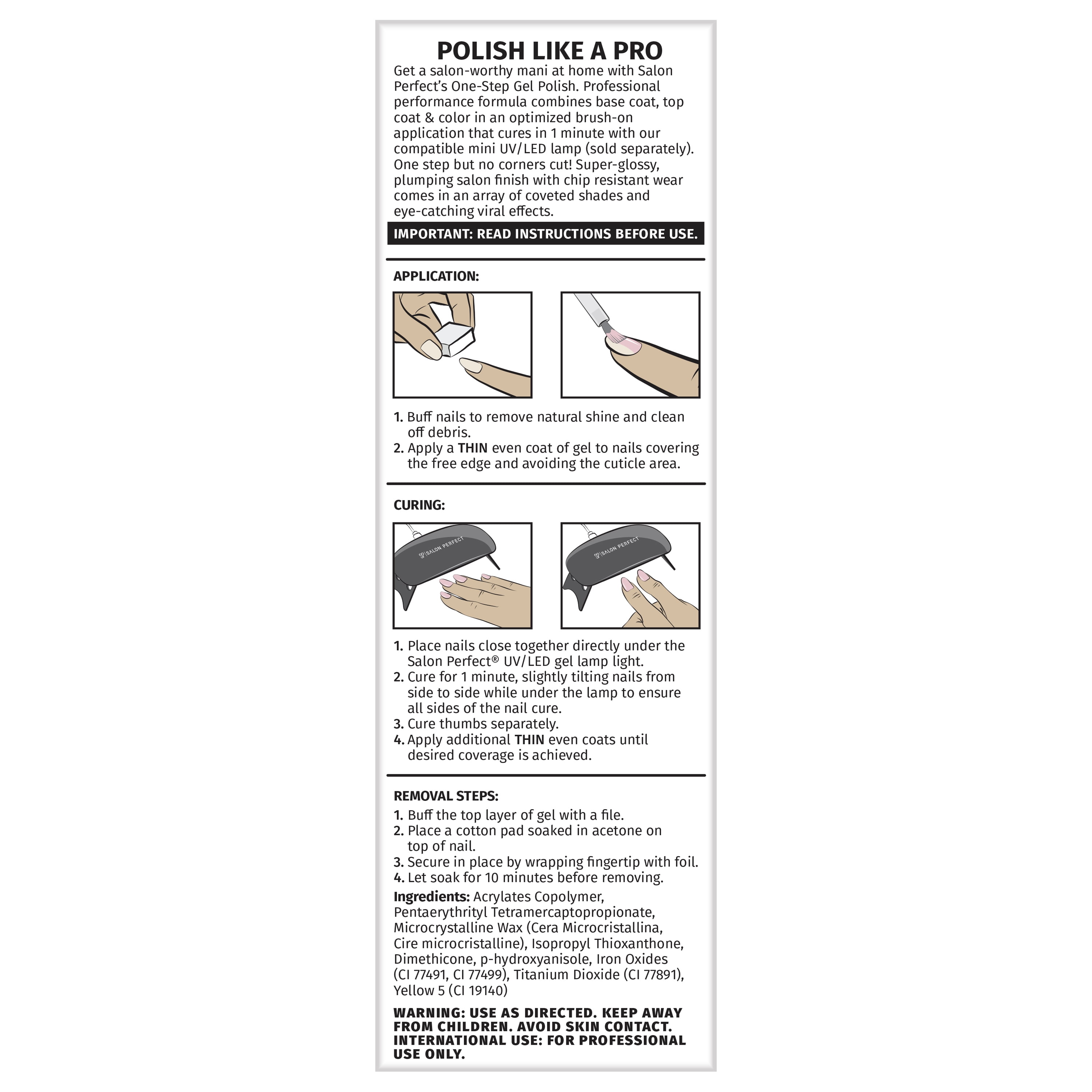 Salon Perfect One Step Gel, Bath Bubbles, Light Pink Nail Polish, 0.5 fl oz