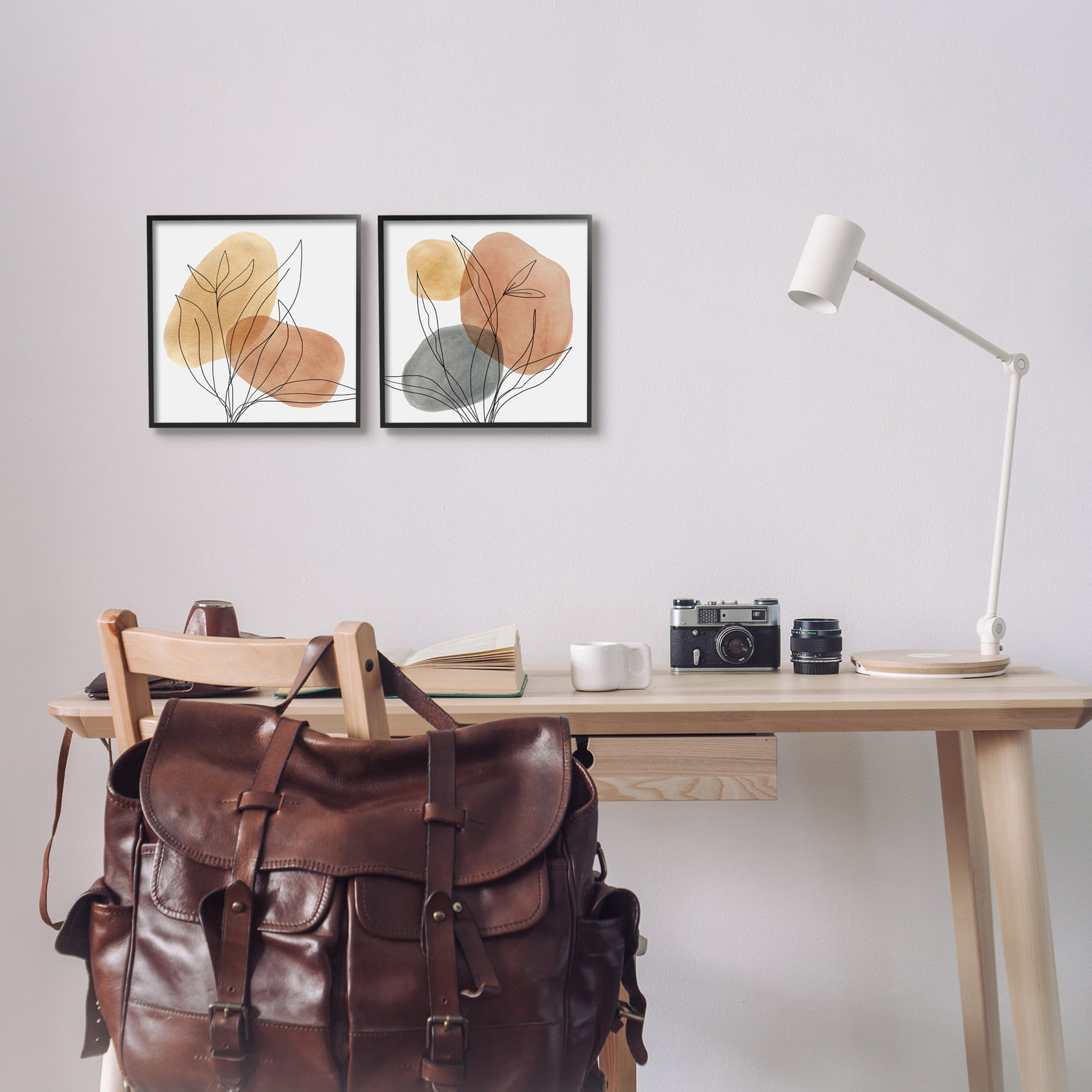 Stupell Industries Simple Neutral Southwestern Tones Botanical Plant Design Graphic Art Black Framed Art Print Wall Art Set of 2, 12x12, by Carol Robinson