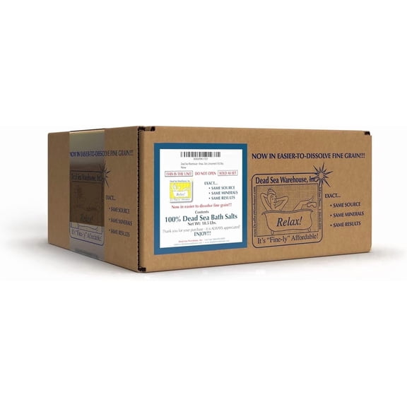 Dead Sea Warehouse – 100% Dead Sea Mineral Bath Salts – Great for Soothing Muscles Aches, Relaxation, Alleviate Skin Issues - Unscented - 18.5lbs