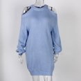 thumbnail image 3 of Vedolay Sweater Womens V Neck Long Sleeve Pullover Casual Lapel Collar Knit Sweaters,Blue XL, 3 of 4