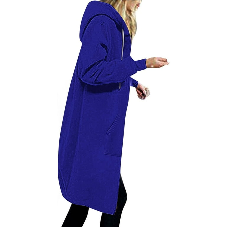 Kalauyu Oversized Hoodies for Women Zip Up Knee Length Tunic