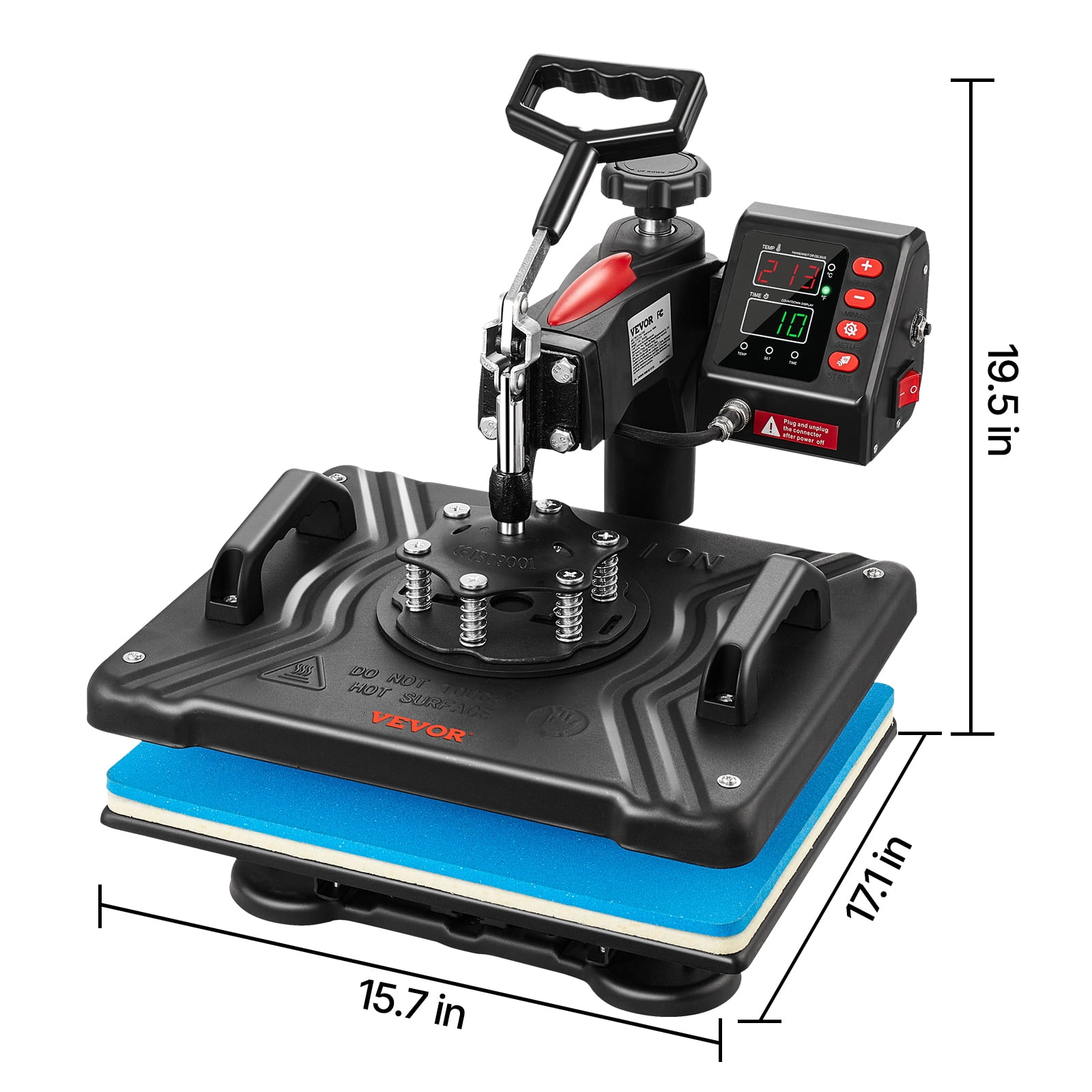 KFFKFF Heat Press Machine, 12x15inch / 30x38cm, 5IN1 Clamshell Sublimation Transfer Printer with Teflon Coated, Digital Precise Heat Control, Silica-gel Powerpress for T-Shirt Plate Mug Cup