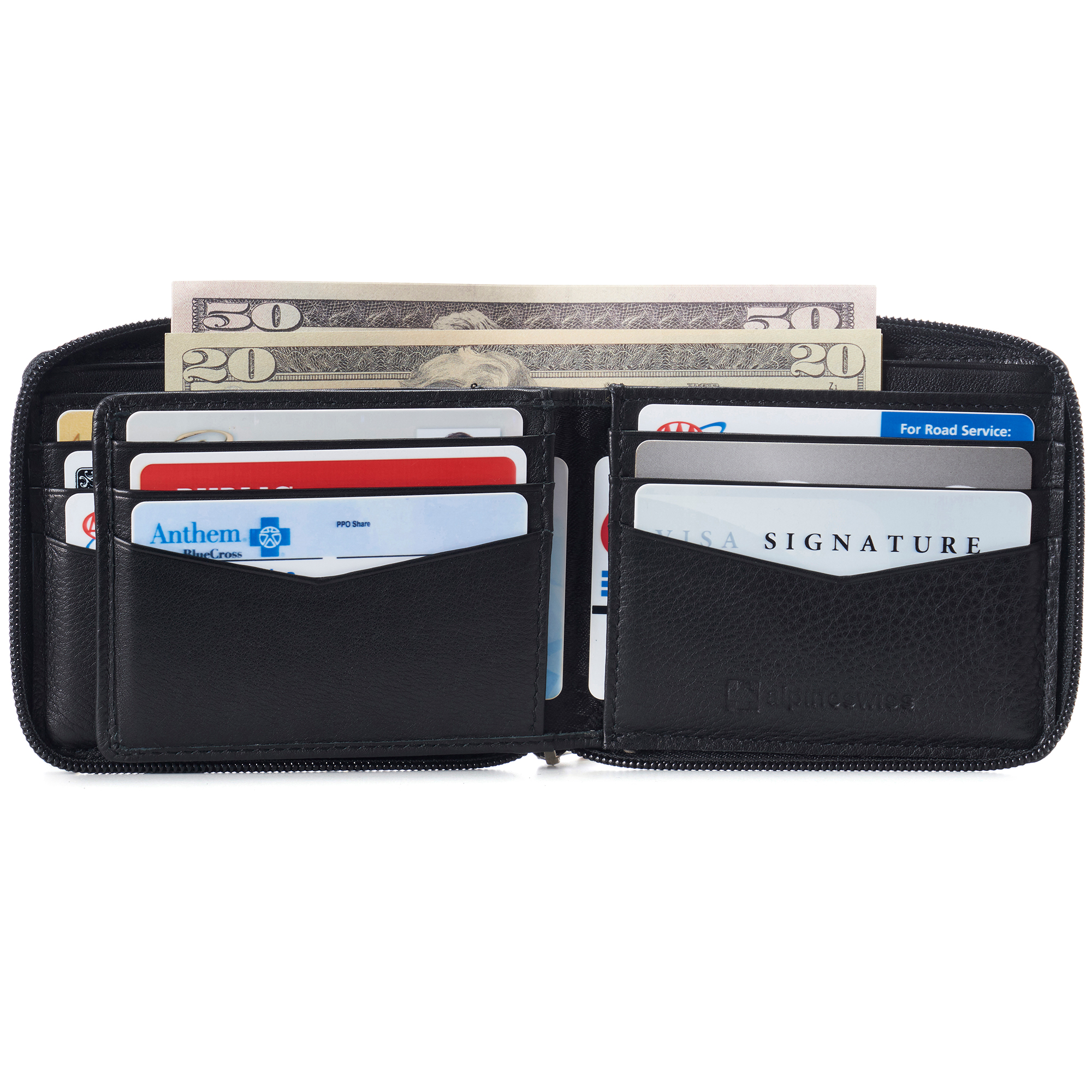 Alpine Swiss Zipper Bifold Wallet, Genuine Leather photo 2