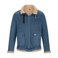 thumbnail image 5 of ZCFZJW Mens Faux Leather Jacket - Winter Plush Thick Warm Sherpa Fleece Lined Heavy Coat Casual Long Sleeve Full Zip up Bomber Jacket with Shearling Lining Blue M, 5 of 5