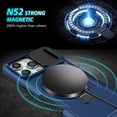 thumbnail image 5 of Phone Case for Apple iPhone 15 Pro Max (6.7") Magnetic Built in Stand Circle Ring [Compatible with MagSafe] & Slide Camera TPU Military Grade Cover [ Blue ], 5 of 11